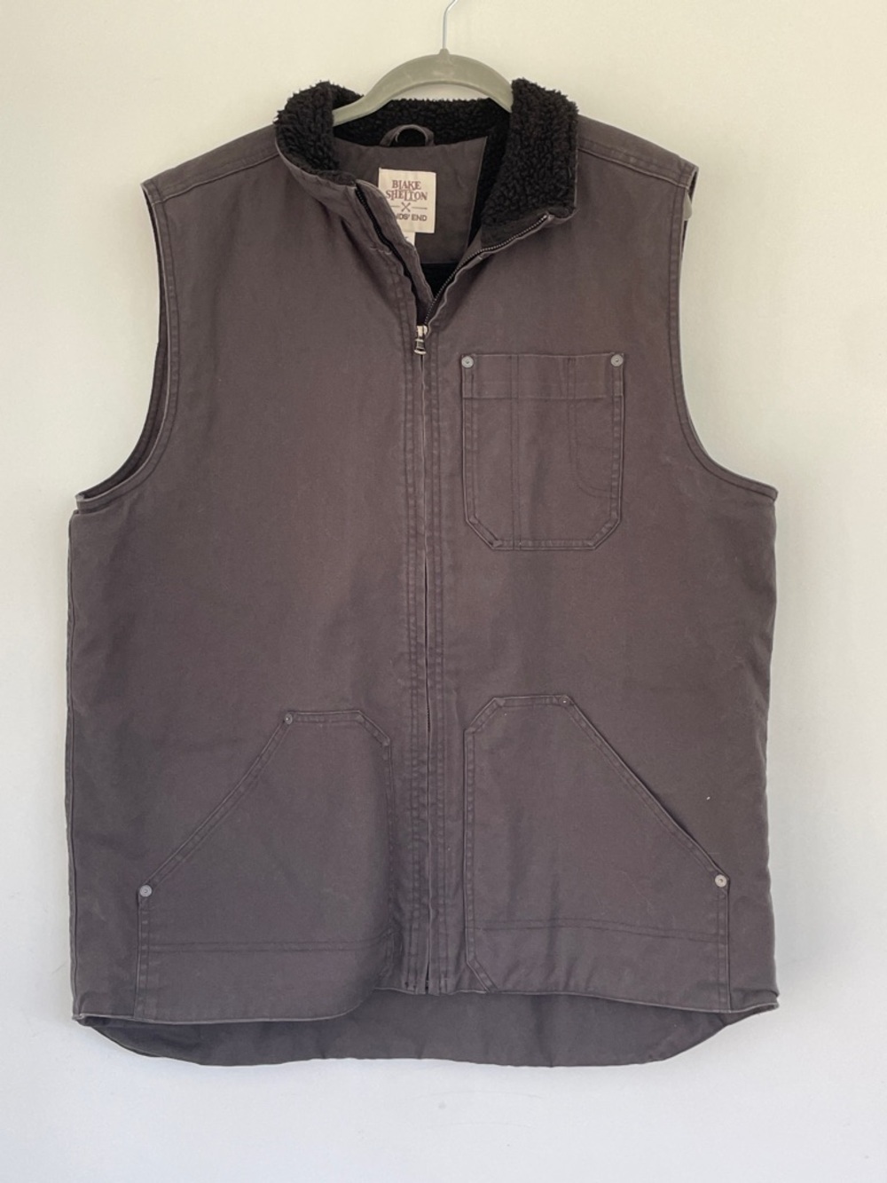 Lands' End x Blake Sheldon Men’s Brown Sherpa-Trim Work Vest Large
